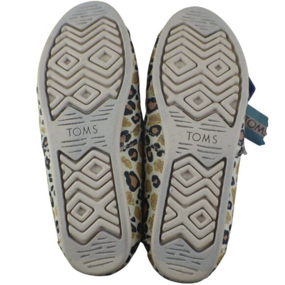 TOMS Alpargata Women Size 7 Natural Gold Glitter Cheetah Slip On Fuax Fur Flats - Picture 9 of 10